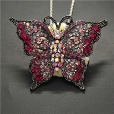 New Rose Bling Cute Butterfly AB Crystal Holiday gifts Pendant Women Necklace