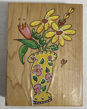 Stampa Rosa 50-111 Festival Bouquet Flowers In Vase Daisy Tulip Rubber Stamp