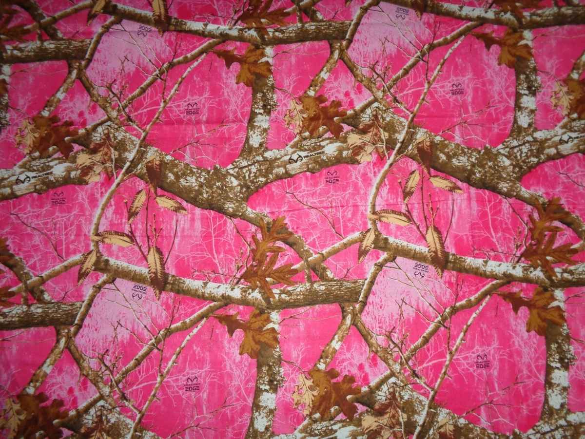 Cotton /HOT PINK/Brown REAL TREE EDGE /Camo/ 2 yards | eBay