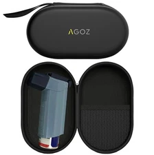 Agoz Asthma Inhaler Case Zippered Storage Box Medical Pouch Cover w/ Wrist Strap