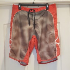 Fox Racing Board Shorts Men's Size 36 Brown Red Polyester Waist Tie VGUC