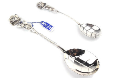 Christoph Widmann Spoons Rose Of Hildesheim 835 Silver Leaf Shaped