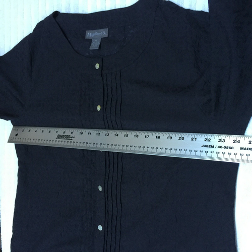 Magellan's Women Pleated Front Textured Button Up Shirt Tunic XL Black Lagenlook - Picture 5 of 8
