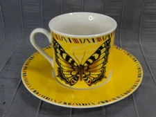Lynns Maesto Yellow Butterfly Cup And Saucer Set, Discontinued