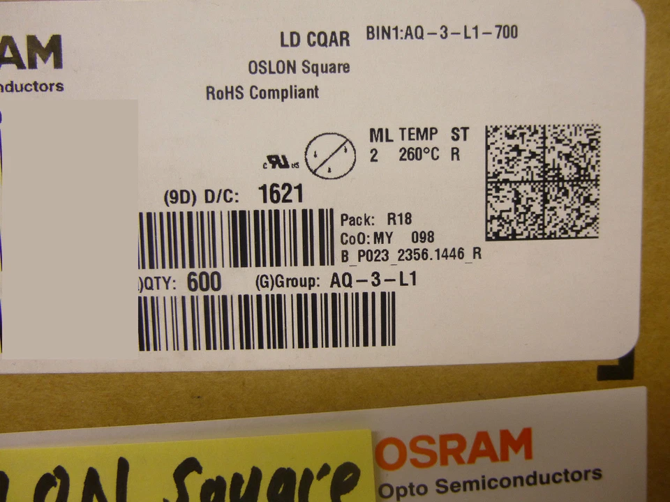 5 pieces OSRAM OSLON® Square POWER LED Color Deep Blue 453nm 2W LD CQAR - Image 4 of 4