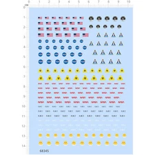 1/144 1/72 1/35 2-5mm NASA US Flags Insignias Biohazard Symbol Water Decal 68345