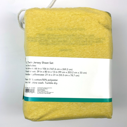 Juego de sábanas jersey extra largas Room Essentials Twin PolyCotton 15" amarillo profundo - Imagen 5 de 11