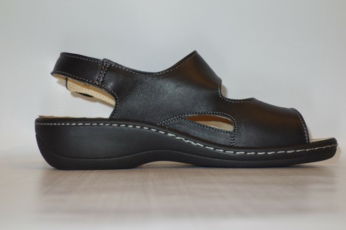Turm Sandalen Gr. 37,38,39,40,41 Schwarz Glattleder mit Fersenriemen - Bild 10 von 16