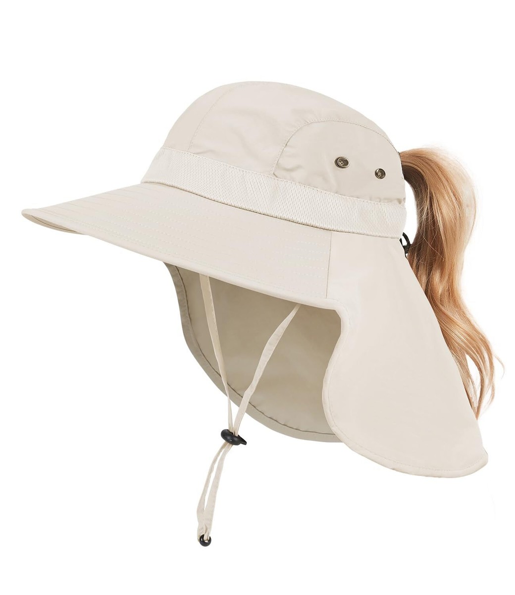 Wide Brim Sun Hat with Neck Flap UPF 50+ UV Protection  display picture 3