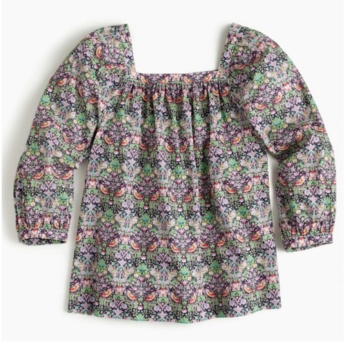 J. Crew x Liberty London Penny Blouse art to wear Printed Bird peasant top Sz 4 - Picture 10 of 10
