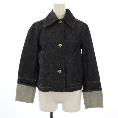 Loewe Women Jacket Button Denim G Outerwear 32 Navy Blue S2108150Ib Limited Edit