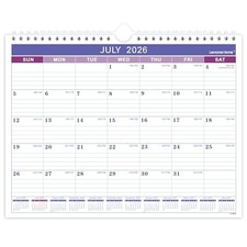 Wall Calendar 2026-2027 - Calendar 2026-2027, Jul. 2026 - Dec. 2027, 11" purple