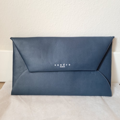 Sandro Paris Envelope Clutch Bag & Card Holder Set Navy Blue