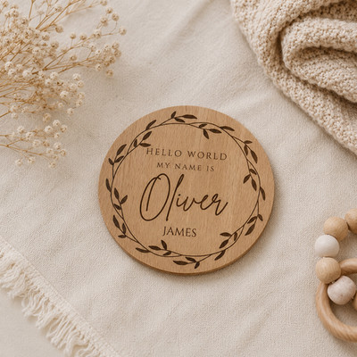Personalisierte Baby Namensschild Holz Kinderzimmer Geburtsanzeige Scheibe Geschenk