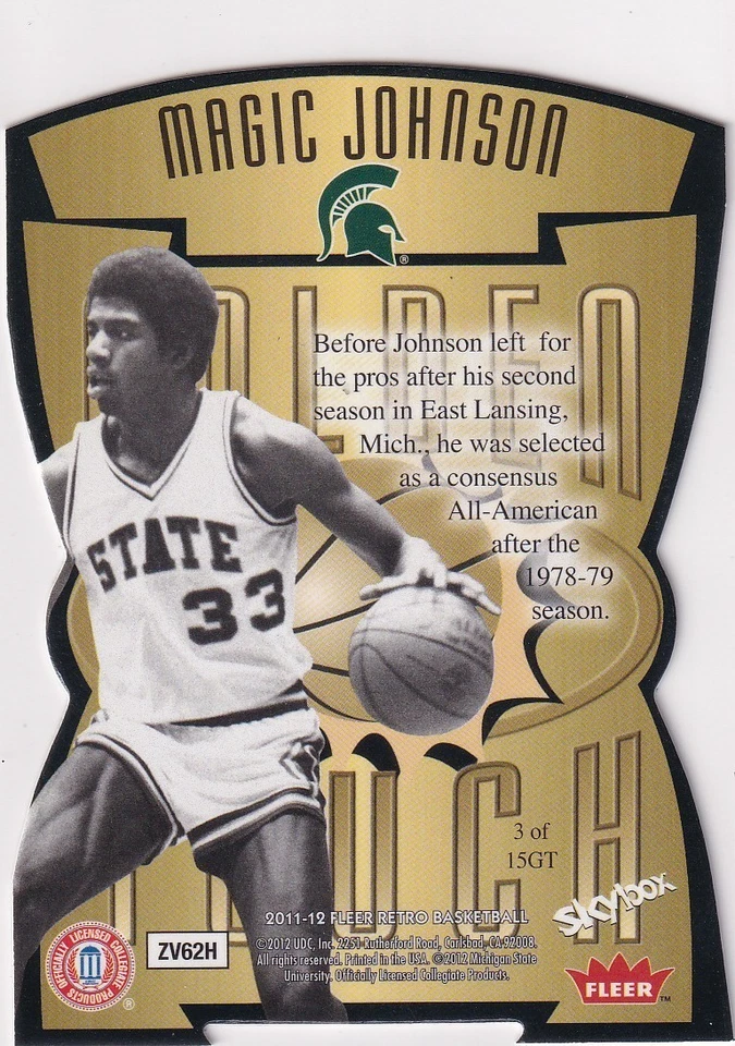 Fleer Retro Magic Johnson 2011-12 Golden Touch troquelado SP Foto 2 de 2