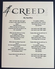 SCOTT STAPP SIGNED LYRIC SHEET CREED LEAD SINGER MY SACRIFICE AUTOGRAPH COA