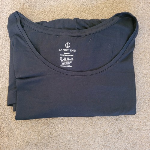Top donna LANDS END aderente a forma di nero manica corta 2XL aderente nuovo con etichetta - Foto 13 di 24