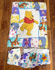Vtg 90's Disney Baby Crib Quilt Winnie The Pooh Friends Blanket Bedding Set