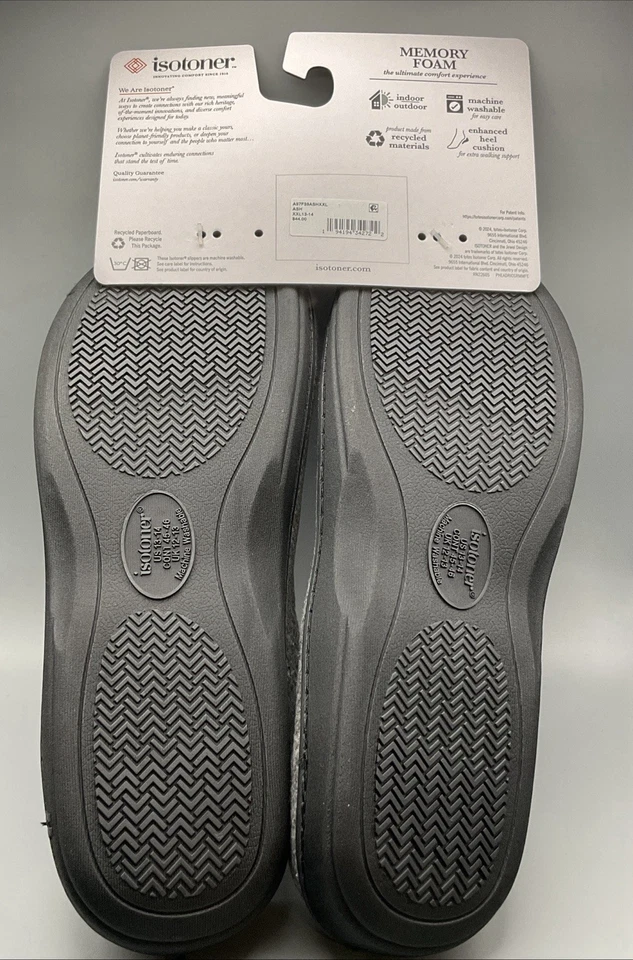 Zapatillas Isotoner Hombre XXL 13-14 Espuma con Memoria con Infusión de Gel Gris Ceniza Mocasines Foto 2 de 3