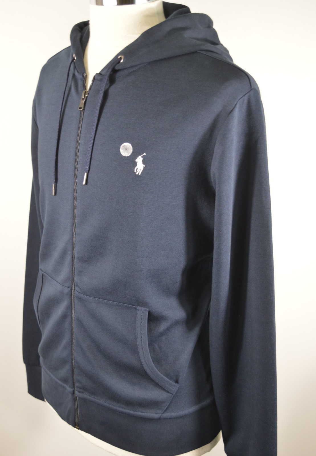 Men's Polo Ralph Lauren Navy Blue Double Knit Full Zip Hoodie Medium RRP £189 image 4