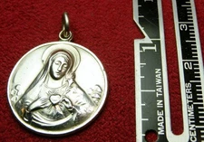 NUN'S RARE EARLY  CREED STERLING SILVER HABIT ROSARY CATHOLIC SCAPULAR MEDAL