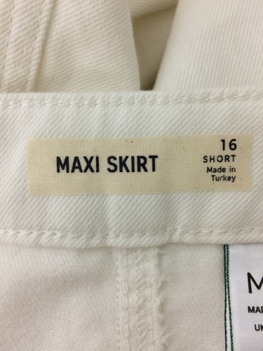 M&S Women's Skirt Size 16 Short Ecru Denim Pockets Godet Maxi Used F1 - Picture 7 of 12