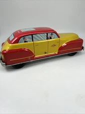 Vintage 1950S  WOLVERINE 13 INCH Tin Toy Taxi With Push Down Motor