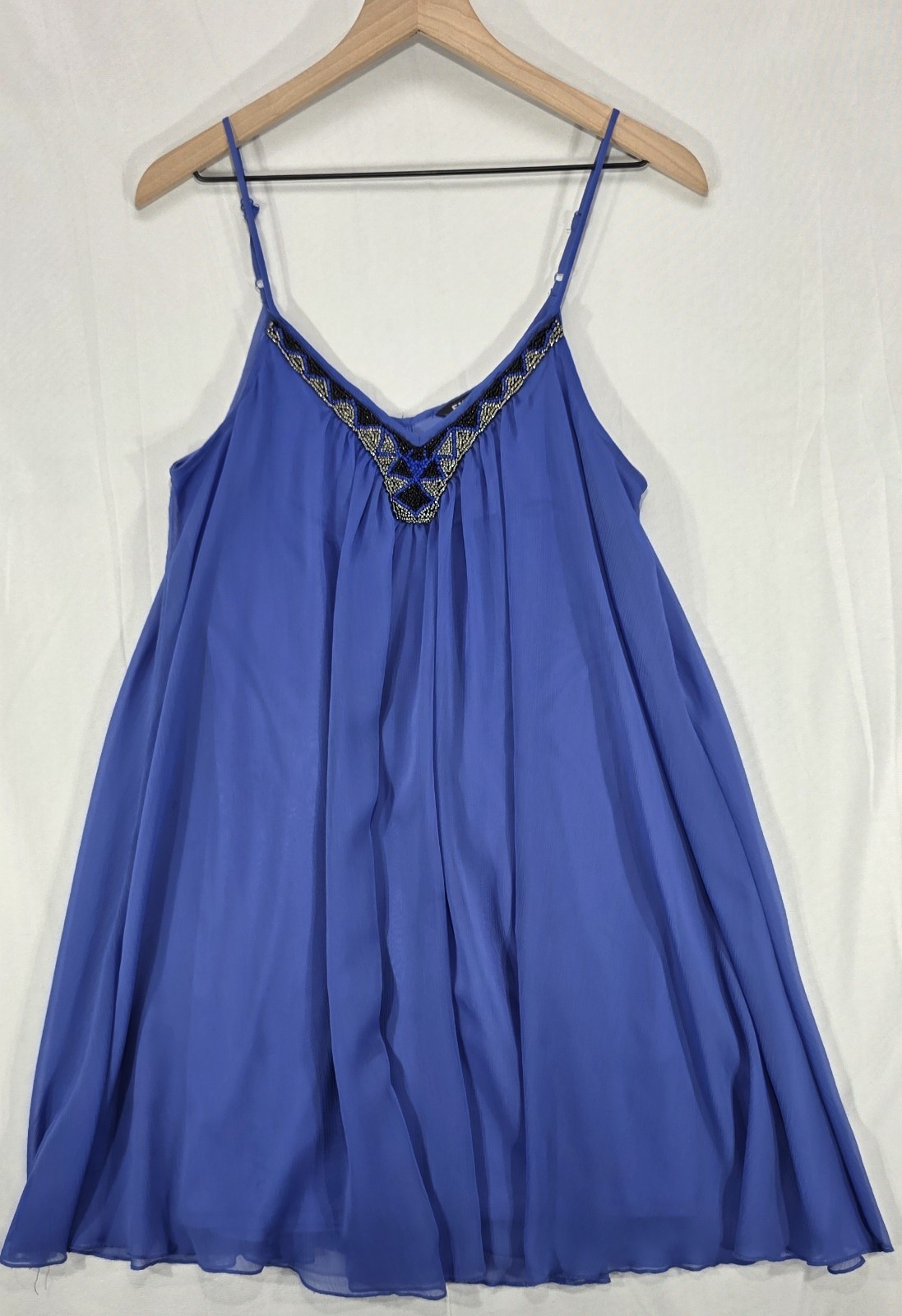 Express Womens Slip Dress Chiffon Relaxed Mini Blue Fairy Ethereal Party Size M