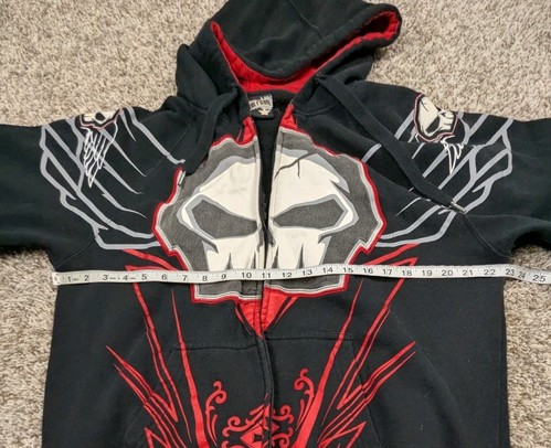Vintage Y2K No Fear Hoodie Sweatshirt Pullover Mens Large Full Zip Skull NO ZIP - Picture 10 of 11