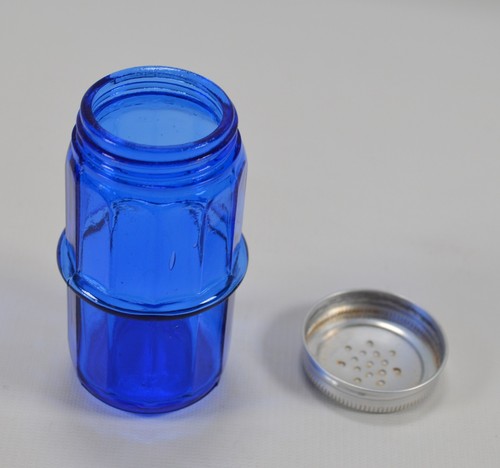 Vintage Cobalt Blue Hoosier Mission Style Ribbed Spice Shaker Rack Jar - Picture 5 of 12
