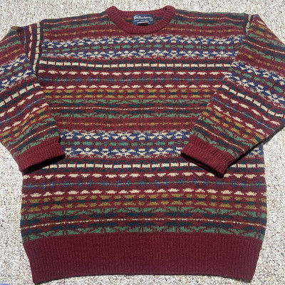 Vintage Burberrys London Sweater Mens M Multicolored Knit Wool Crewneck