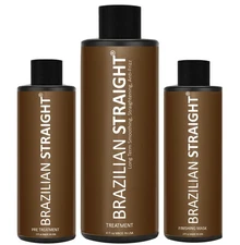 BRAZILIAN STRAIGHT Hair Straightening Cream & Keratin Treatment Kit. Organic Nat
