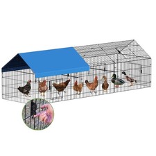 INJOPEXI Metal Chicken Coop 130"×40"×39" Chicken Runs for Yard with Co