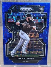 2022 Panini Prizm - Jake Burger #90 Blue Donut Circle Prizm /199 (RC) Rangers
