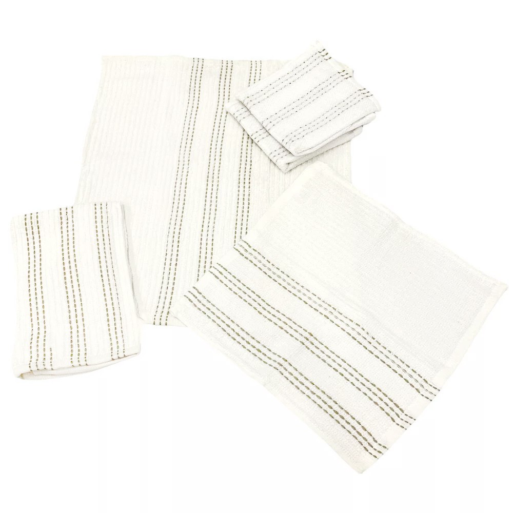 Комплект кухонных полотенец, салфеток для мытья посуды и скребков Sultans Linens из 5 предметов белого и коричневого цветов