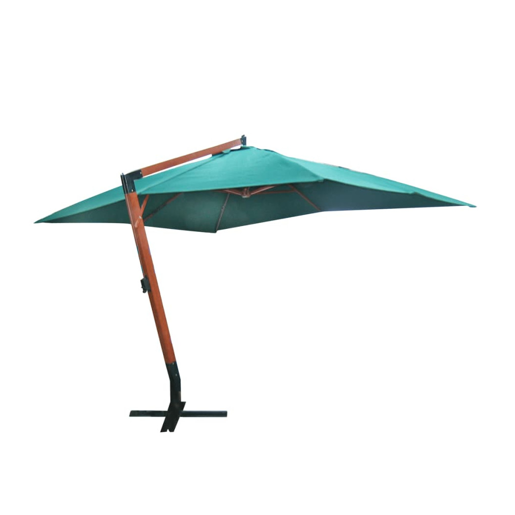 Hanging Garden Parasol 400x300x285cm Green Polyester Canopy Bamboo Pole 55mmVent