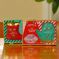 Festive Pamper Lip Hand Mask Set Hydrating Moisturising Beauty Skincare Gift