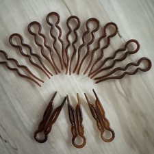 12 Vintage Tortoiseshell Hair Forks Pins French