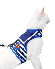Cat Harness Leash for Walking Escape Proof Adjustable Padded Vest Navy Small