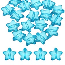 20pcs 28mm Acrylic Crystal Star Beads Clear Faceted Beads Dark Lake Blue