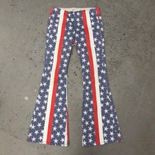 Free People Penny Pull-On Stars Stripes Flare Jeans W29 Americana Bell Bottoms