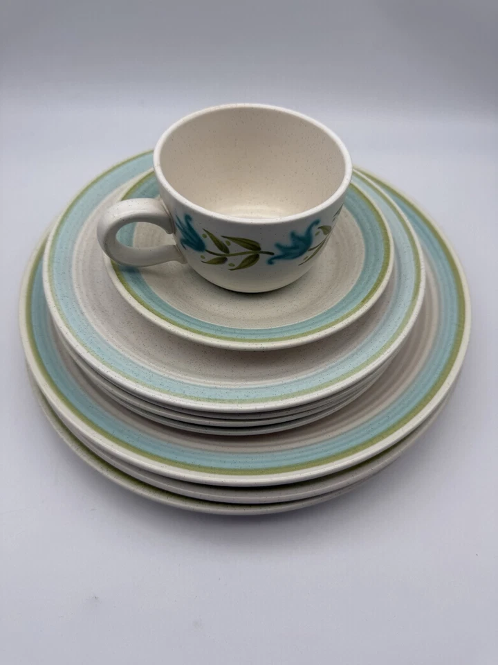 Juego de platos, taza, platillos vintage franciscanos de loza tiempo tulipán lote 9 Foto 2 de 4