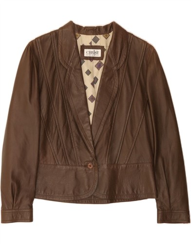 CHRIST Womens Leather Jacket IT 42 Medium Brown Leather CO46