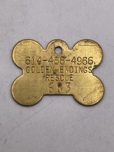 Golden Endings Rescue Brass Dog Pet ID Tag #683 From Ohio-Belmont County