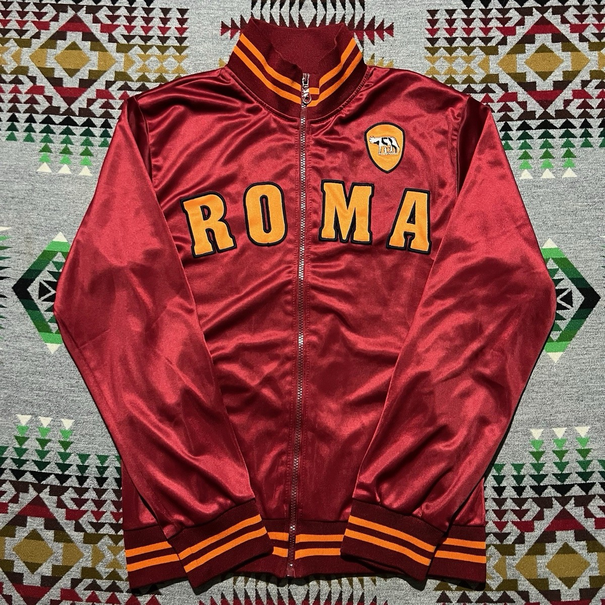 Vintage AS Roma Football Jacket Soccer Zip Track Top Italy Maglia