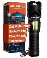 Taschenlampe LED USB C u. A Aufladbar PowerbankWasserdichte Camping Flashlight 