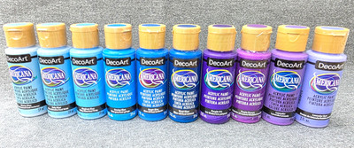 DecoArt Americana 10er SET  Blau Lila Töne Acrylfarbe 10 x 59ml