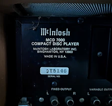 Rare vintage McIntosh MCD 7000 Compact Disc Player. Used. Needs some repair.