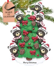 Personalized Family of 7 Black Bear Christmas Ornament 2025 24h Customization