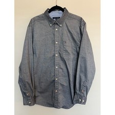 Tommy Hilfiger Mens Classic Fit Button Down Shirt Blue Gray L 78E5393 Lg Sleeve